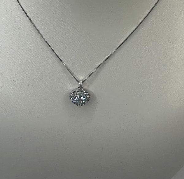 Collana cuore acqua marina e diamanti