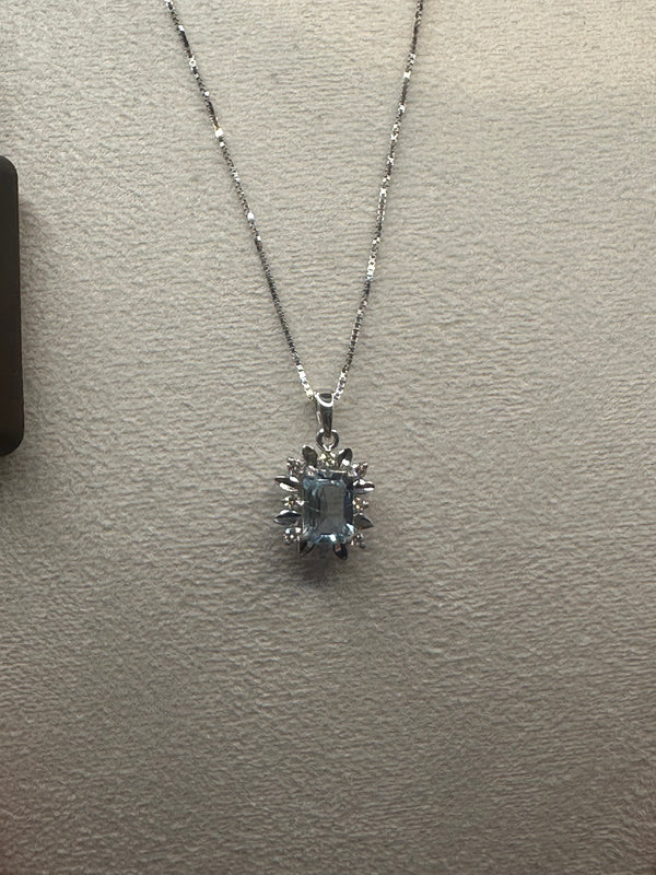 Ciondolo acqua marina diamanti