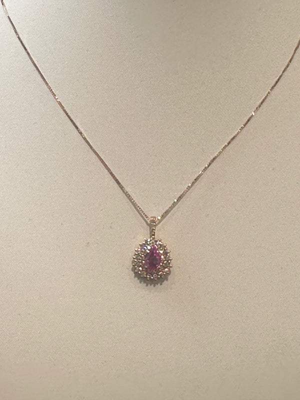 Collana diamanti zaffiro rosa