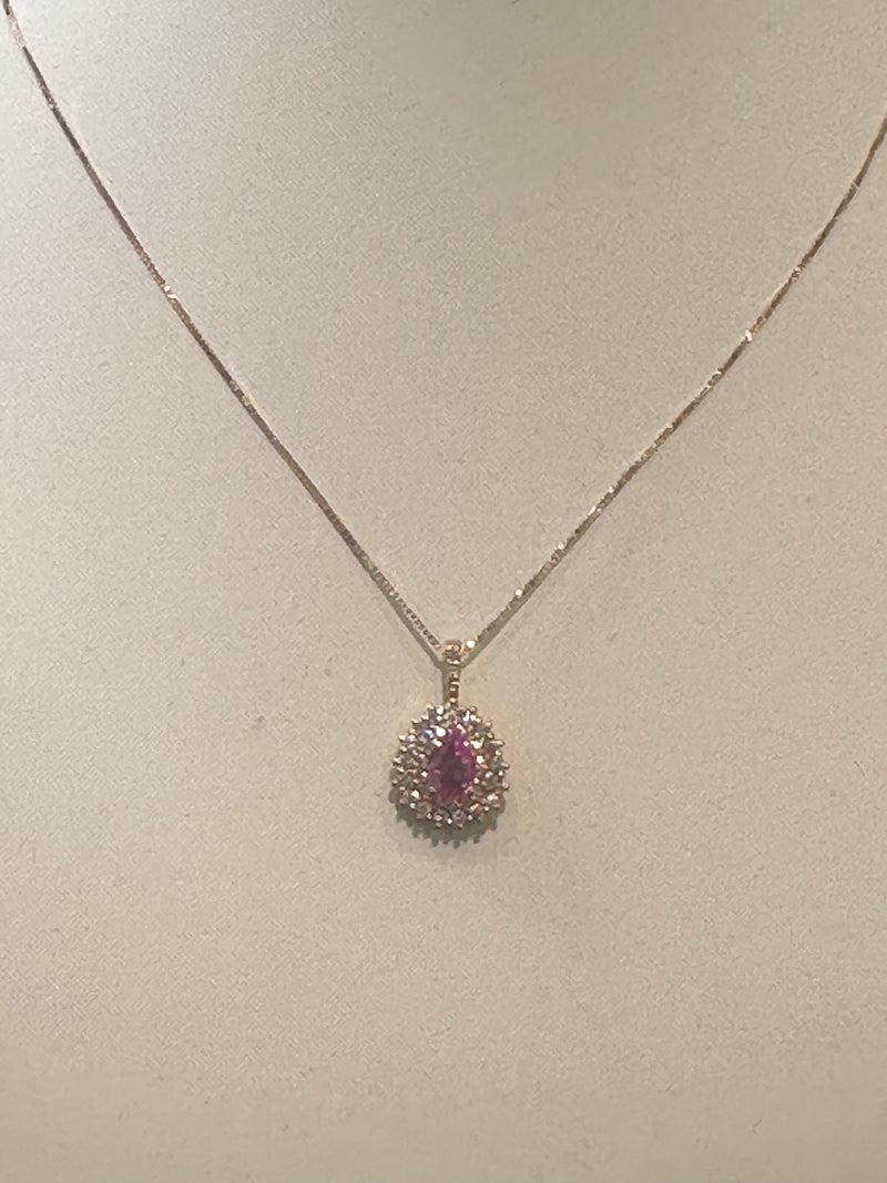 Collana diamanti zaffiro rosa
